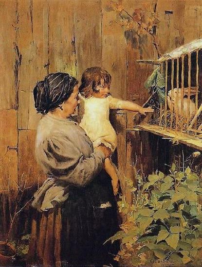 Oscar Pereira da Silva Grandma's offspring china oil painting image